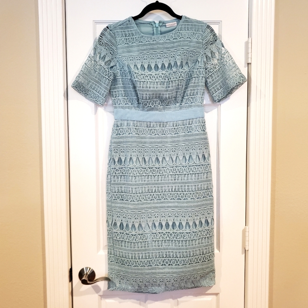 Eva Mendes Seafoam Mint Green Lace Dress Small